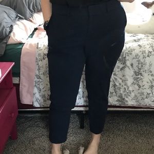 Navy Polka Dot Cropped LOFT Trousers